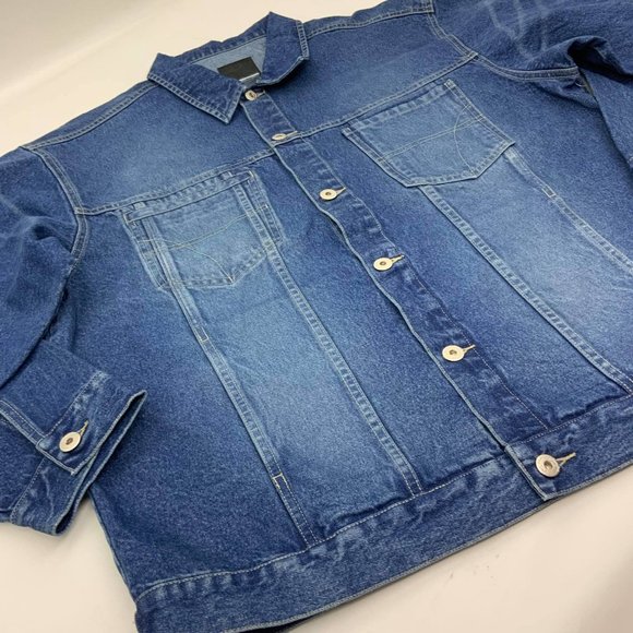 Men's Sean John Med Blue Sandblast Denim Jacket - Picture 2 of 3